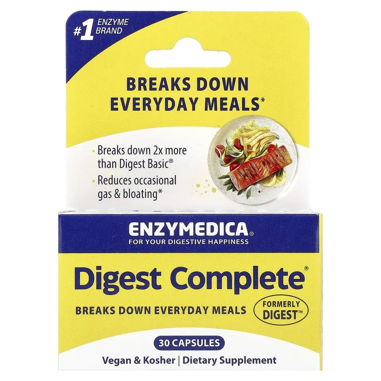Enzymedica, комплексная формула пищеварительных ферментов, 30 капсул