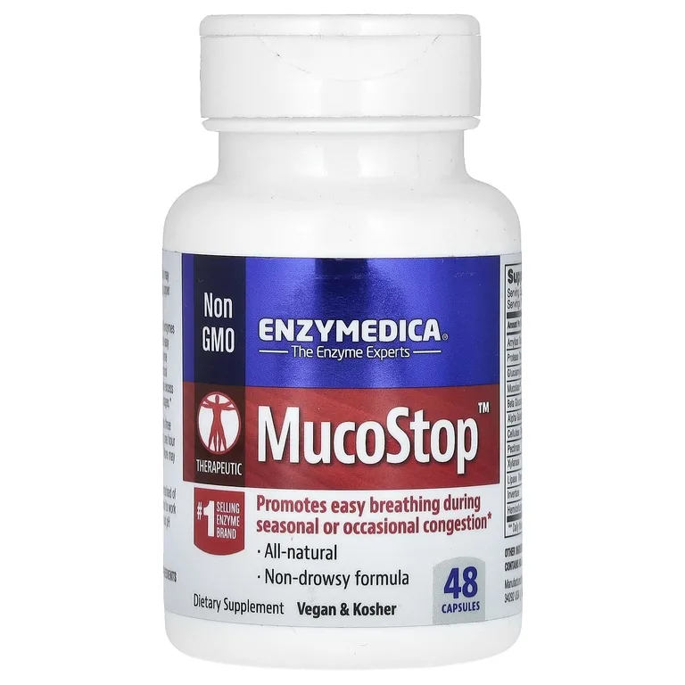 Enzymedica, смесь ферментов для облегчения дыхания и выведения излишек слизи из носовых пазух и носовых ходов, 48 капсул