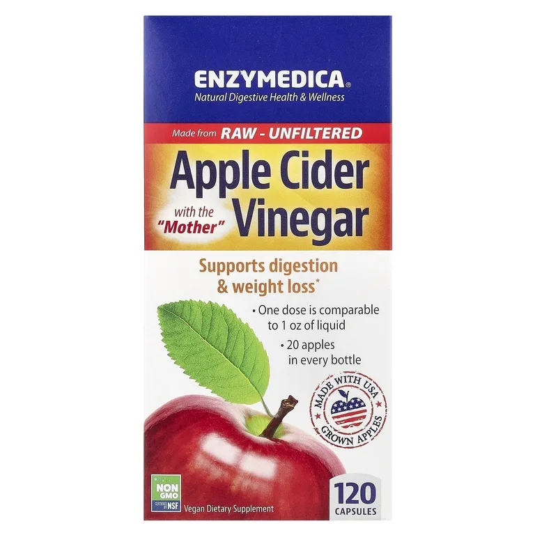 Enzymedica, яблочный уксус с уксусной маткой, 120 капсул (355 мг в 1 капсуле)