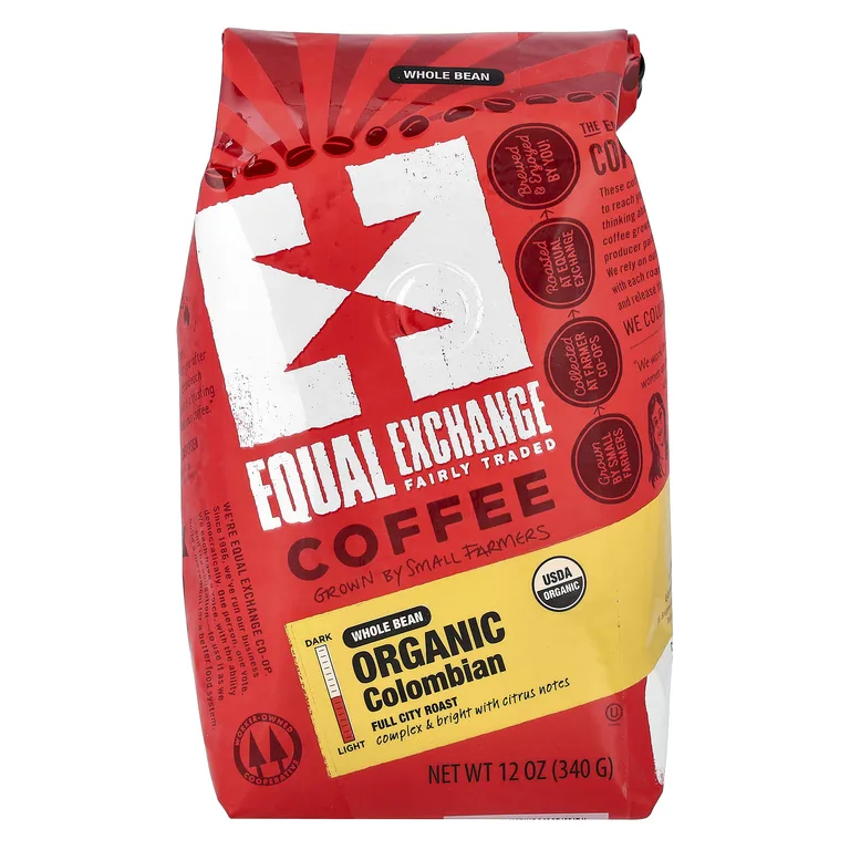 Equal Exchange, Органический кофе, колумбийский, цельные зерна, полная обжарка, 340 г (12 унций)