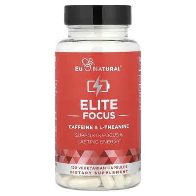 Eu Natural, Elite Focus, кофеин и L-теанин, 120 вегетарианских капсул