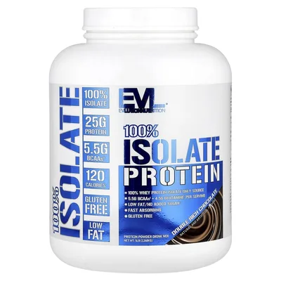 EVLution Nutrition, 100% изолят протеина, шоколад двойного насыщения, 2,268 кг (5 фунтов)