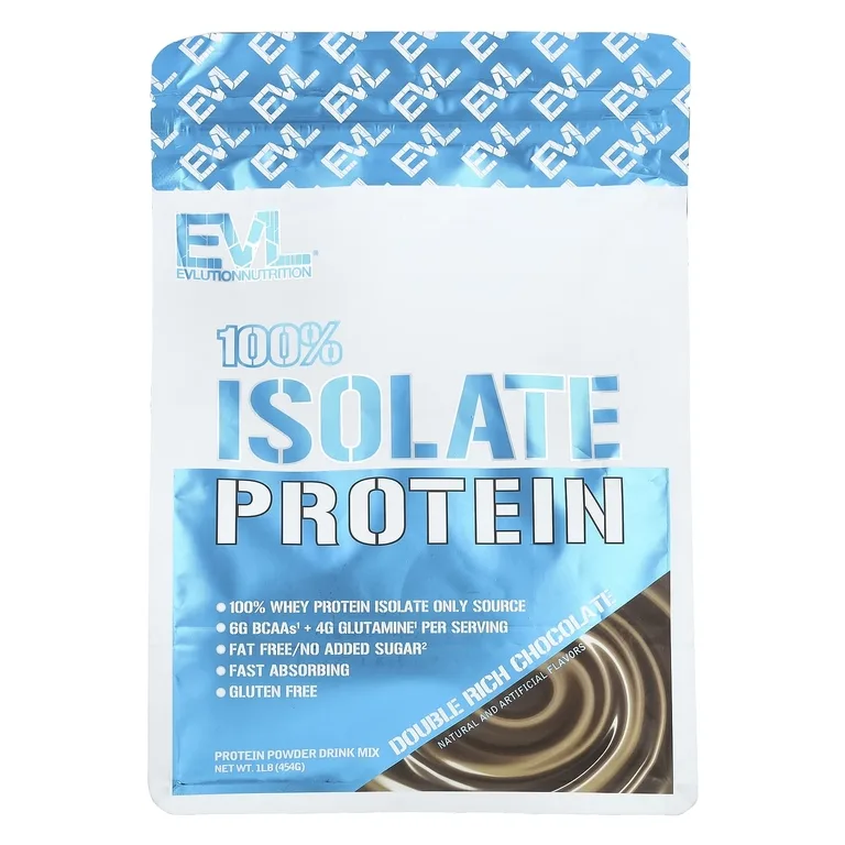 EVLution Nutrition, 100% изолят протеина, шоколад двойной насыщенности, 454 г (1 фунт)
