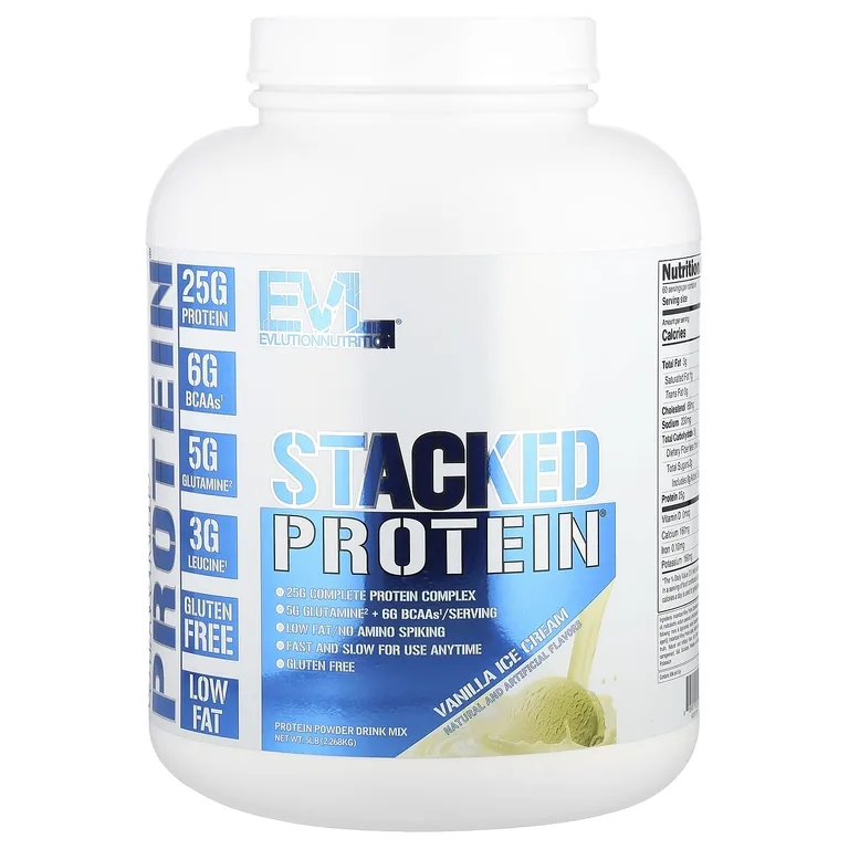 EVLution Nutrition, Stacked Protein, ванильное мороженое, 2268 кг (5 фунтов)