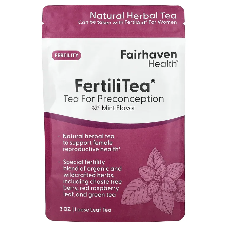 Fairhaven Health, листовой чай, для поддержки фертильности, вкус мяты, 3 унции
