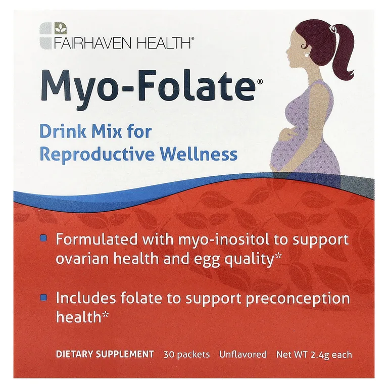 Fairhaven Health, мио-фолат, смесь для приготовления напитка для здоровья репродуктивной системы, без ароматизаторов, 30 пакетиков по 2,4 г