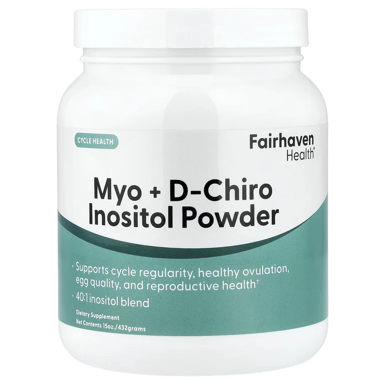 Fairhaven Health, мио- и D-хироинозитол в порошке, 432 г (15 унций)