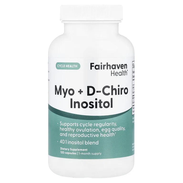 Fairhaven Health, мио-инозитол и D-хиро-инозитол, 120 капсул