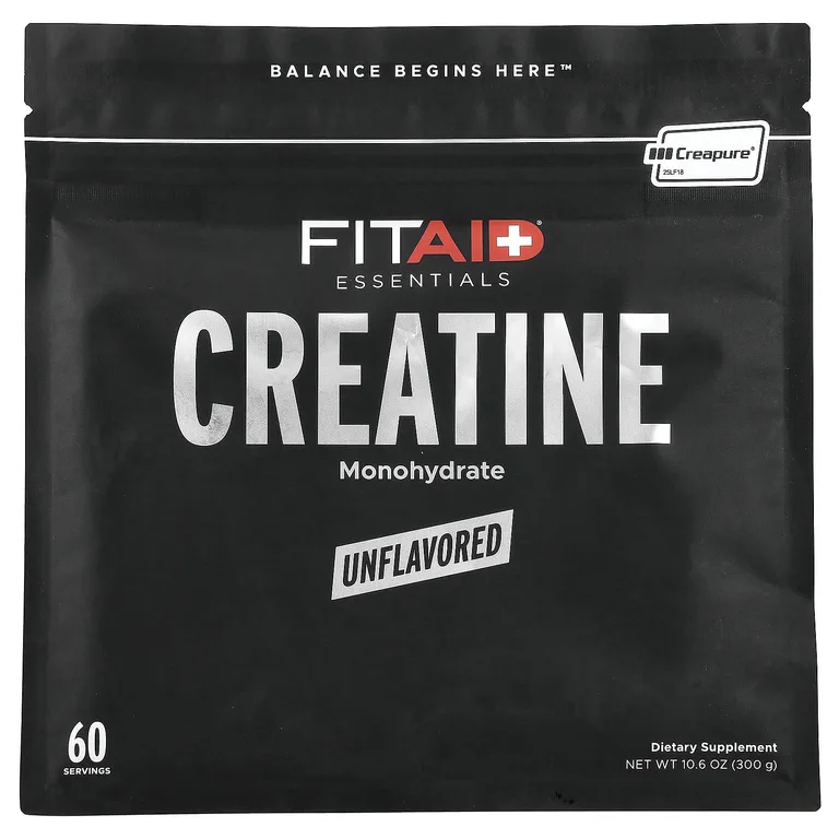 FITAID, Essentials, моногидрат креатина, без добавок, 300 г (10,6 унции)
