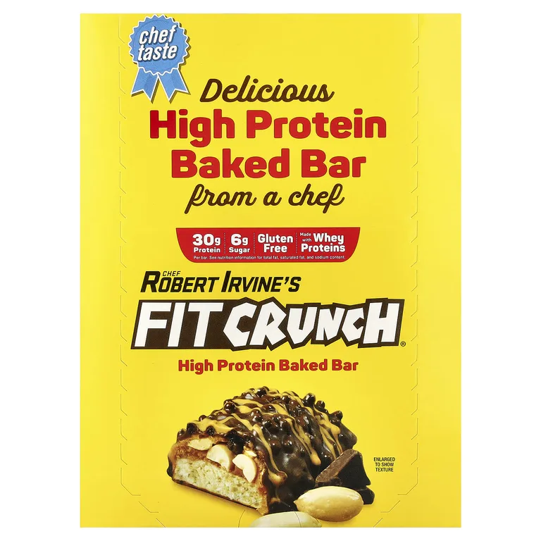 FITCRUNCH, Запеченный батончик с высоким содержанием белка, арахисовая паста, 12 батончиков, 88 г (3,10 унции)