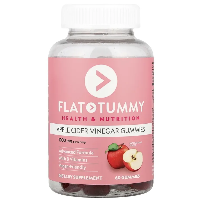 Flat Tummy, яблочный уксус в жевательных таблетках, со вкусом натурального яблока, 60 жевательных таблеток