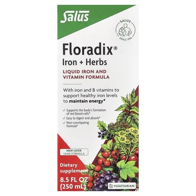 Floradix, Floradix®, железо и травы, жидкая формула с железом и витаминами, 250 мл (8,5 жидк. Унции)