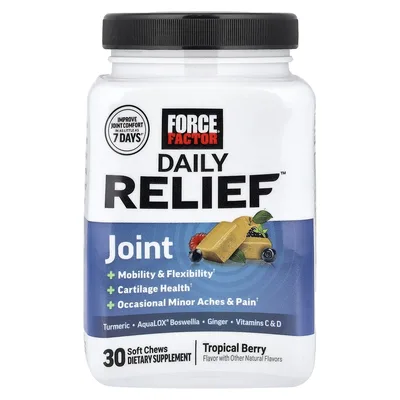Force Factor, Daily Relief™, добавка для суставов, тропические ягоды, 30 жевательных таблеток