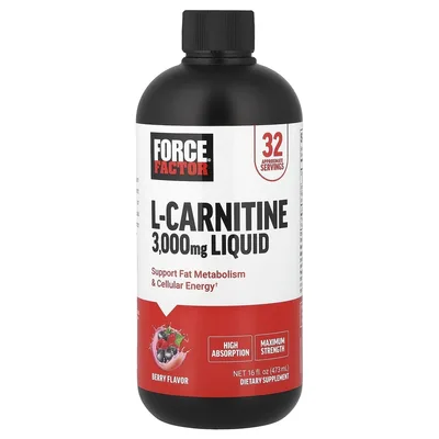 Force Factor, L-карнитин, жидкая добавка, с ягодным вкусом, 473 мл (16 жидк. унций)