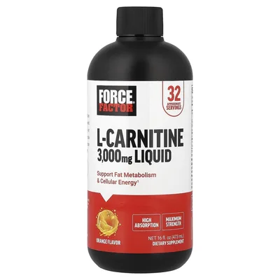 Force Factor, L-карнитин, жидкая добавка, со вкусом апельсина, 473 мл (16 жидк. унций)