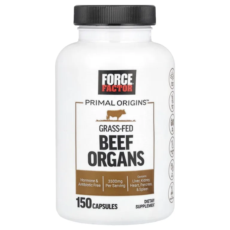 Force Factor, Primal Origins™, говяжьи органы травяного откорма, 150 капсул