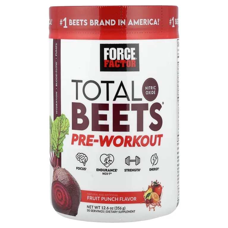 Force Factor, Total Beets®, предтренировочный комплекс, со вкусом фруктового пунша, 356 г (12,6 унции)