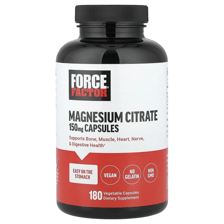 Force Factor, цитрат магния, 150 мг, 180 растительных капсул