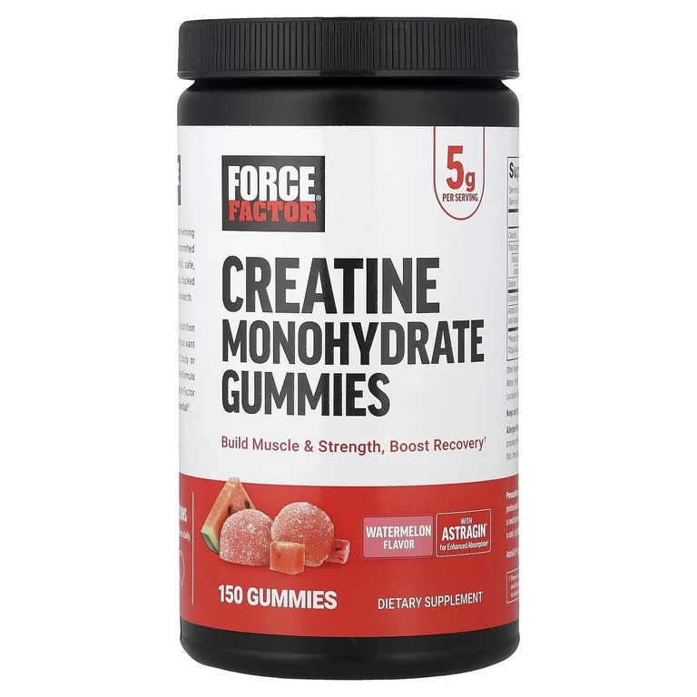 Force Factor, жевательный моногидрат креатина, со вкусом арбуза, 150 жевательных таблеток