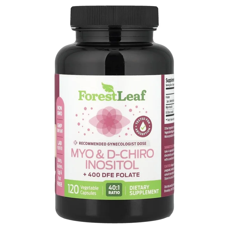 Forest Leaf, Мио и D-хироинозитол + фолат, 120 растительных капсул
