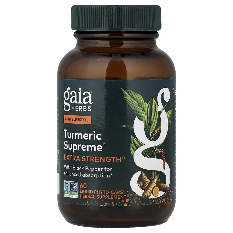 Gaia Herbs, Экстракт куркумы, 60 капсул с жидкостью