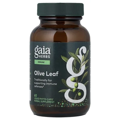 Gaia Herbs, экстракт листьев оливкового дерева, 60 капсул с жидким содержимым (680 мг в 1 капсуле)
