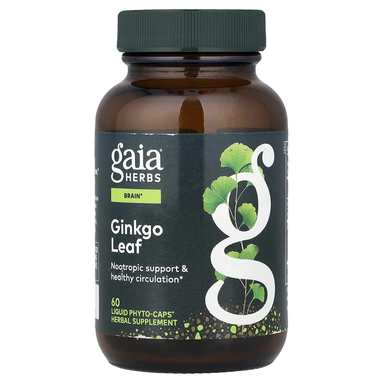 Gaia Herbs, листья гинкго, 60 капсул с жидким содержимым