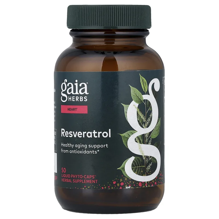 Gaia Herbs, ресвератрол, 50 капсул с жидким содержимым