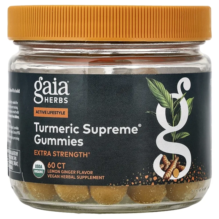 Gaia Herbs, Turmeric Supreme®, со вкусом лимона и имбиря, 60 жевательных таблеток