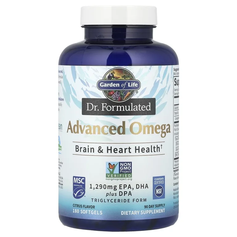 Garden of Life, Dr. Formulated, улучшенная формула омега жирных кислот, со вкусом цитрусовых, 180 капсул