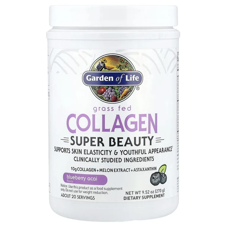 Garden of Life, коллаген от коров травяного откорма, Super Beauty, голубика и асаи, 270 г (9,52 унции)