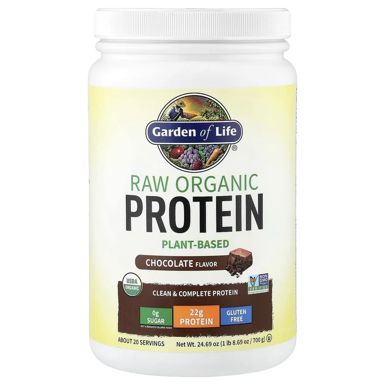 Garden of Life, необработанный органический протеин, со вкусом шоколада, 700 г (1 фунт, 8,69 унции)