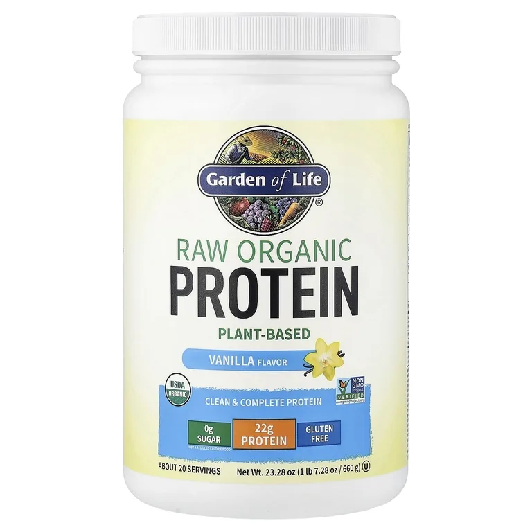 Garden of Life, необработанный органический протеин, со вкусом ванили, 660 г (1 фунт и 7,28 унции)