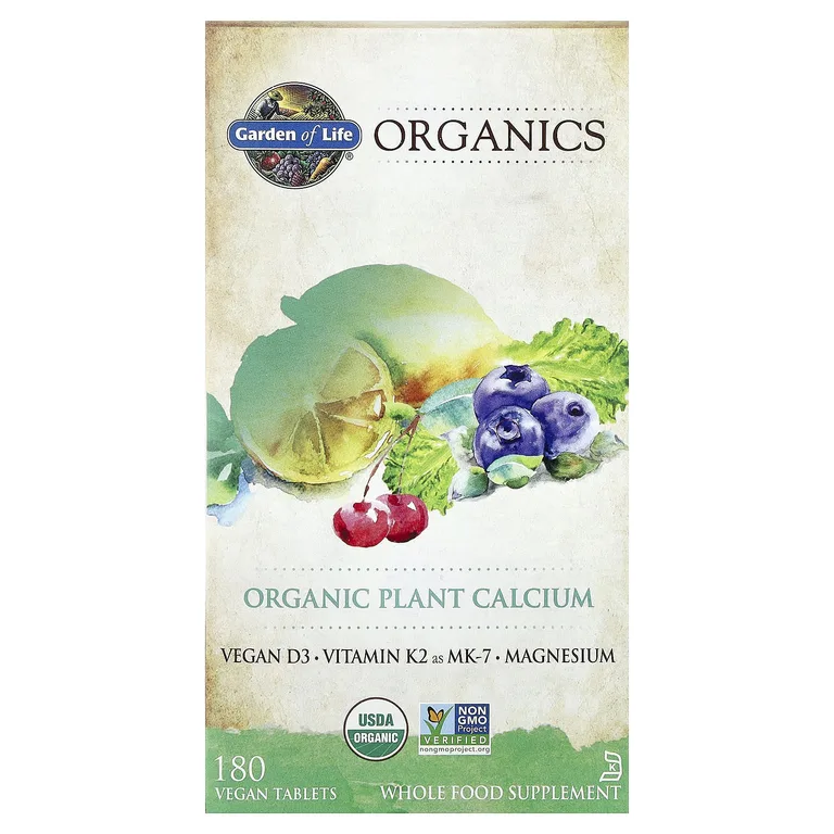Garden of Life, органический растительный кальций, 180 веганских таблеток