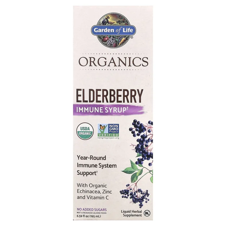 Garden of Life, Organics, иммунный сироп из бузины, 195 мл (6,59 жидк. Унции)