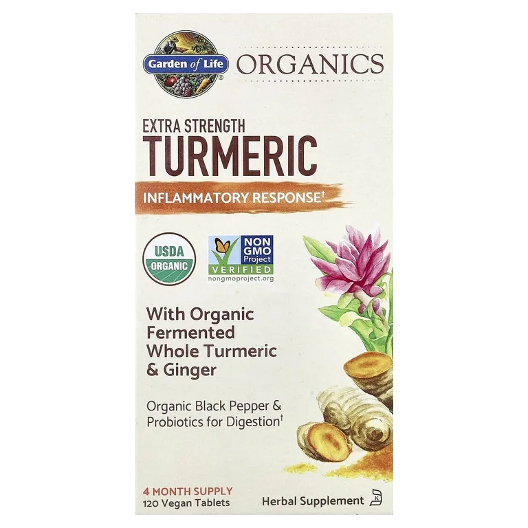 Garden of Life, Organics, куркума для нормальной воспалительной реакции, 120 веганских таблеток