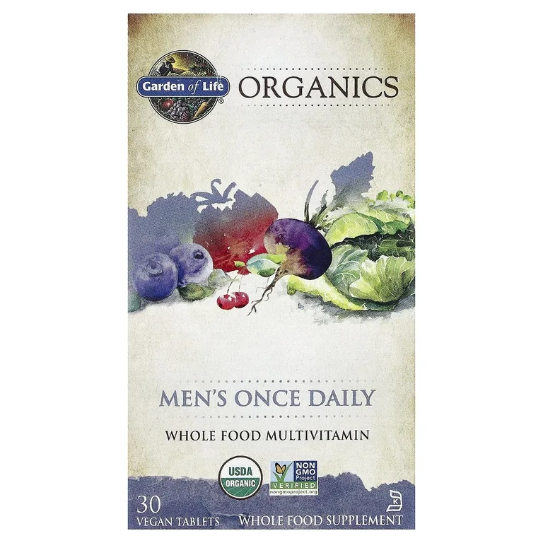 Garden of Life, Organics, мультивитамины для мужчин, одна таблетка в день, 30 веганских таблеток