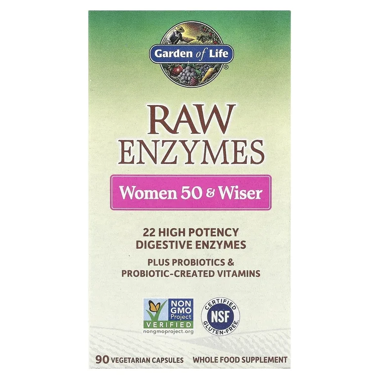 Garden of Life, пищеварительные ферменты для женщин от 50 лет, 90 вегетарианских капсул