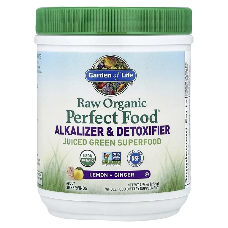 Garden of Life, Raw Organic Perfect Food®, подщелачивающее и детоксикационное средство, со вкусом лимона и имбиря, 282 г (9,94 унции)