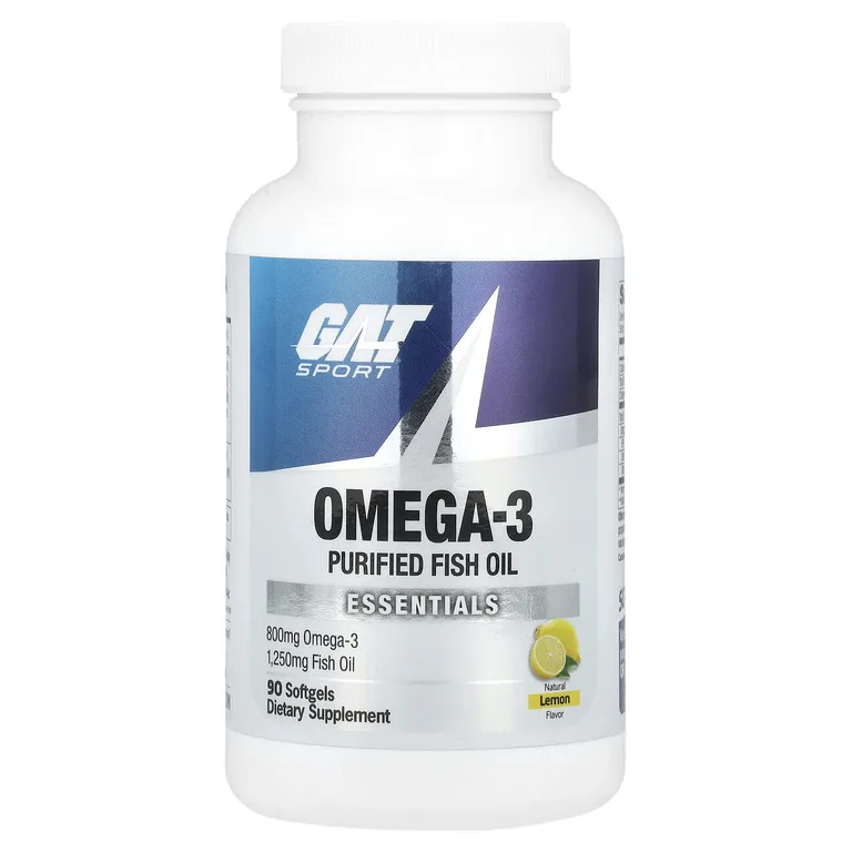 GAT, Спорт, омега-3, натуральный лимон, 90 желатиновых капсул