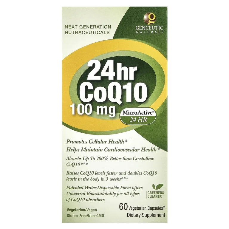 Genceutic Naturals, коэнзим Q10, 100 мг, 60 вегетарианских капсул