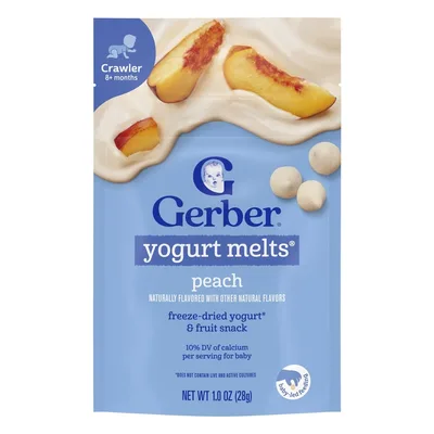 Gerber, йогуртовые шарики, для детей от 8 месяцев, с персиковым вкусом, 28 г (1 унция)