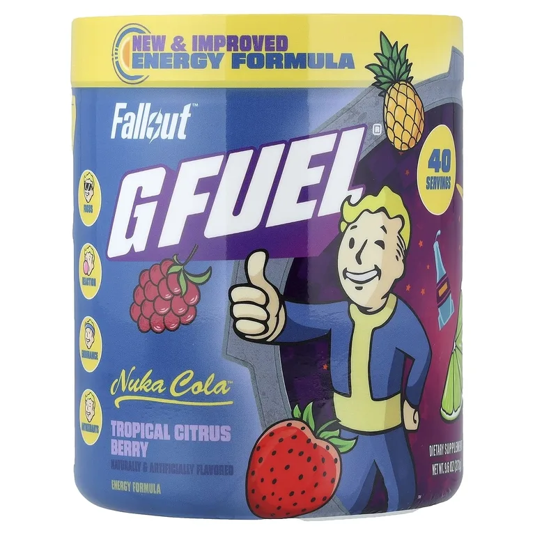GFUEL, Energy Formula, Dropout™, Nuka Cola™, тропические цитрусовые ягоды, 272 г (9,6 унции)