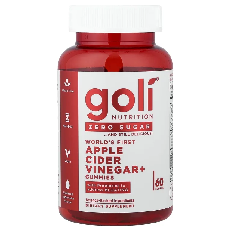 Goli Nutrition, Первый в мире яблочный уксус с жевательными мармеладками, без сахара, 60 жевательных мармеладок