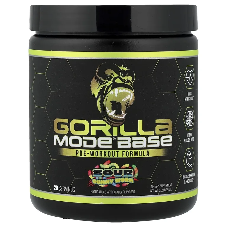 Gorilla Mind LLC, Mode® Base, предтренировочная добавка, кислая жевательная мармеладка, 250 г (0,55 фунта)