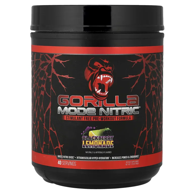 Gorilla Mind LLC, Mode Nitric®, предтренировочная добавка без стимуляторов, со вкусом ежевики и лимонада, 780 г (1,72 фунта)