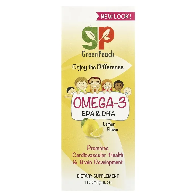 GreenPeach, омега-3 с ЭПК и ДГК, со вкусом лимона, 118,3 мл (4 жидк. унции)