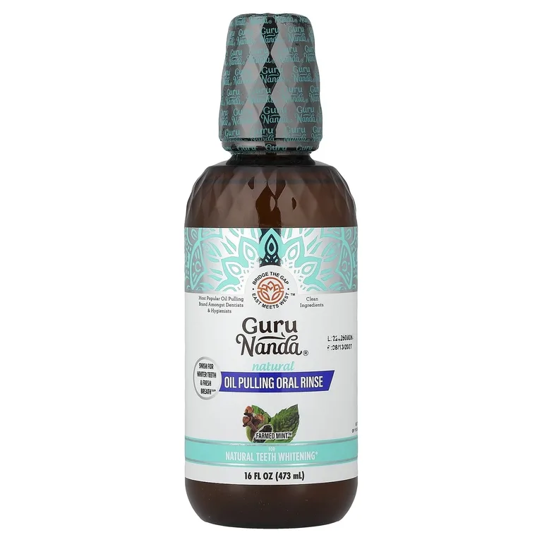 GuruNanda, ополаскиватель для полости рта с натуральным вкусом масла, Farmed Mint™, 473 мл (16 жидк. унций)