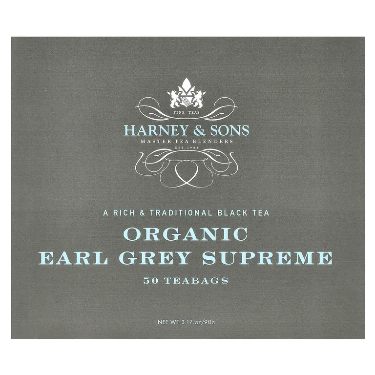 Harney & Sons, Black Tea, органический чай Earl Grey Supreme, 50 чайных пакетиков, 90 г (3,17 унции)