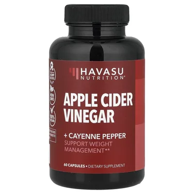Havasu Nutrition, Яблочный уксус + кайенский перец, 60 капсул